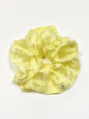 Cottoncandy check scrunchie (Lemon)