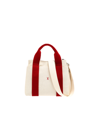 Stacey Daytrip Tote Canvas S Ivory_Red
