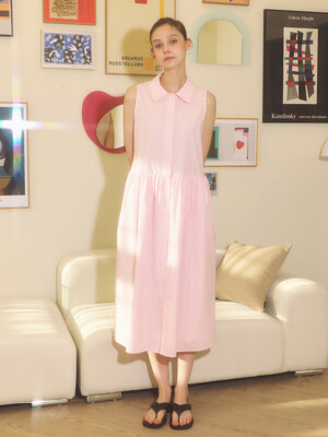 Sleeveless cotton dress_pink