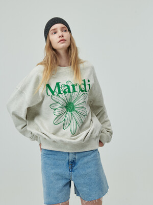 SWEATSHIRT FLOWERMARDI_OATMEAL GREEN