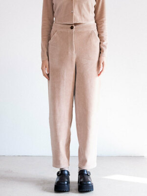 VELOUR TAPERED PANTS_BEIGE