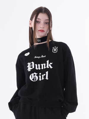 0 8 punk girl sweatshirt - BLACK