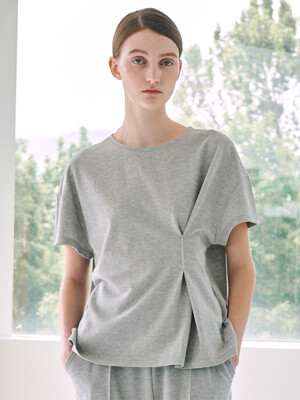 Side Tuck PK T-Shirt -M. Gray