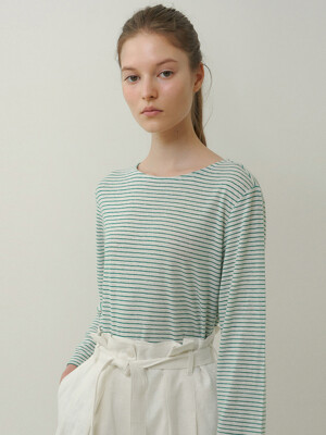 stripe linen long sleeve t-shirt (3colors)