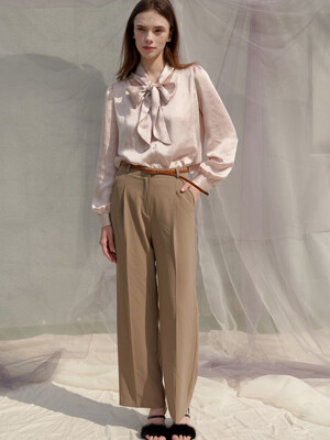 Pintuck Classic Straight Slacks_Beige