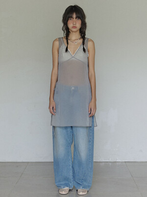 Sheer layered onepiece / Cool grey