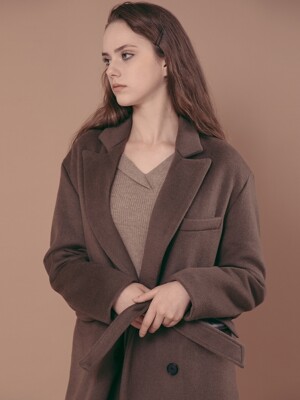 DOUBLE BELTED WOOL COAT -KB