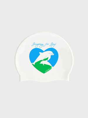 Dolphin Heart Swim Cap - White