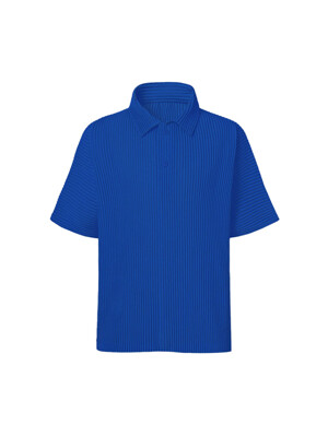 [남자] 카라넥 반소매 플리쎄 티셔츠 [블루]