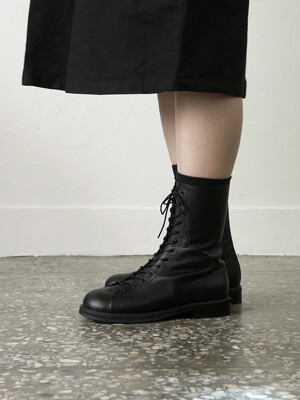 Mid Calf Monkey Boots . Black