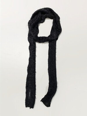 Hairly Knit Muffler Scarf (Black)