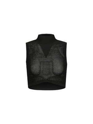 KNITTED MESH TOP_BLACK