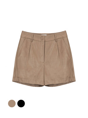 two-tuck leather shorts- U1C32LSL010