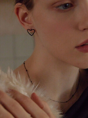 Rachel Color Heart Earrings 925silver _ Black