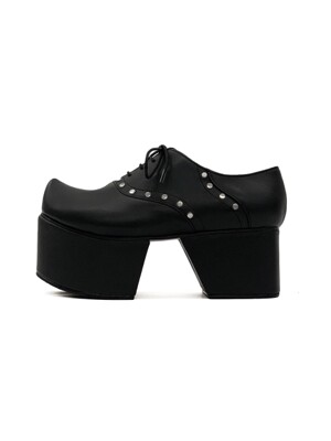 Pointed Toe Derby with Separated Platforms | Black