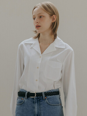 open collar cotton shirt (off white)