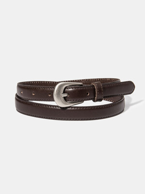 (W) simple western cowhide leather belt (T005_brown)