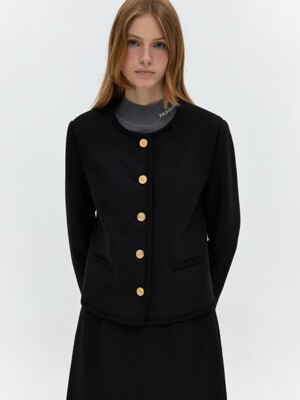 wool blend tweed jacket - black
