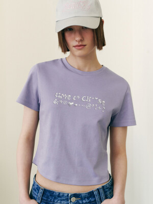 SILVER JELLY LETTERING CROP T-SHIRTS LV