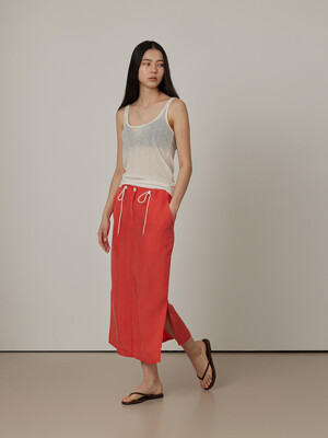 Cool Cupra Soft String Slit Long Skirt