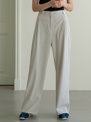 SIPT7047 side banding wide trousers_Light beige