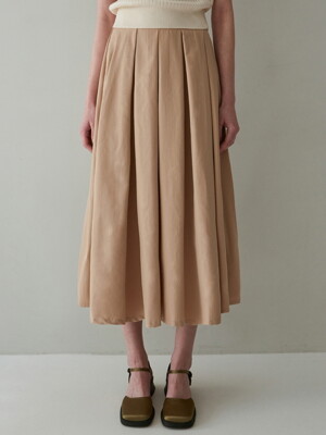 WAVE FLARE SKIRT_BEIGE