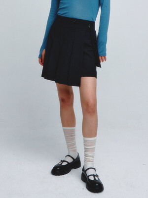Layered Pleats Mini Skirt  Black (KE4127M035)