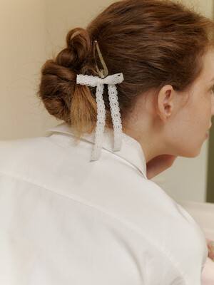 Carry Barrette_Clean Lace Ribbon Hair Pin (2SET)
