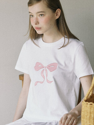 Satin Ribbon T-shirt - Pink
