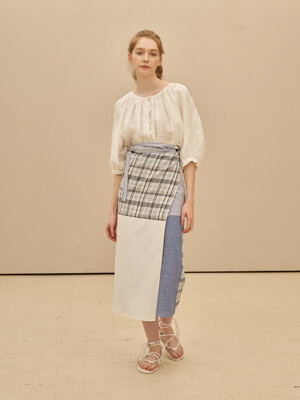 Patchwork wrap skirt (White)