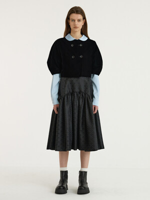 Flower Jacquard Corsage Skirt_Black