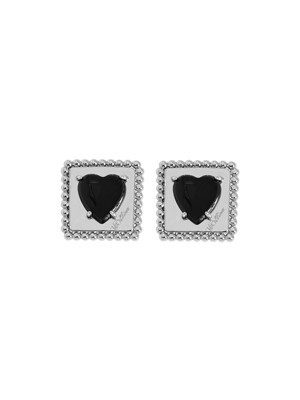 Square Heart Earrings_Silver