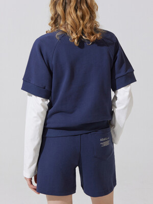And back lettering half sweat pants - navy