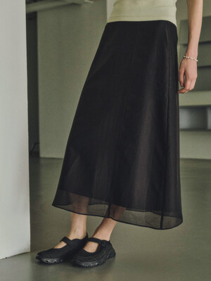 See-through Layered Skirts_CTS608(Black)