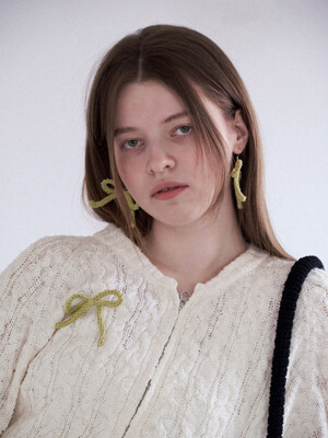 No.202 / Ribbon Crochet Brooch _ Lime