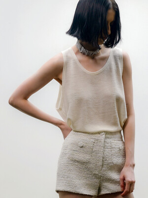 Scoop-Neck Wool-Blend Sleeveless T-shirt[White(UNISEX)]_UTT-ST61