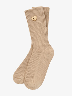 A WOODEN HEART RIBBED SOCKS [3colors]