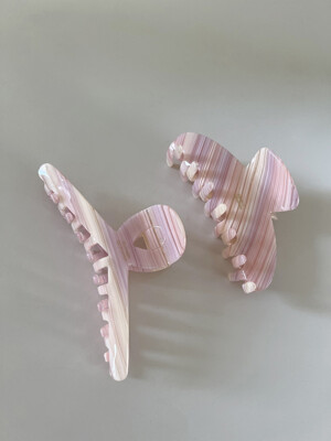 Pink stripe hair-clip (2type)