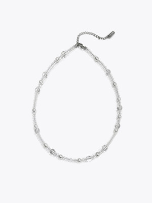 [단독]clear quartz pearl necklace