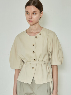comos 835 Stitch raglan sleeve belt blouse (beige)