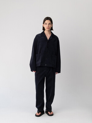 CORDUROY PLEATED TROUSERS [NAVY]
