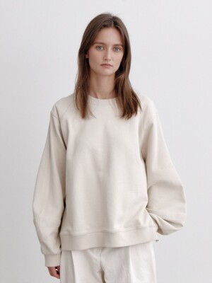 Volume Stitched Sweatshirt, Cream beige