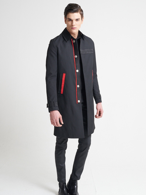 RED POINTED MACTRENCH COAT