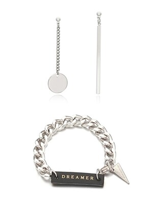 unbalance simple earring+dreamer bracelet