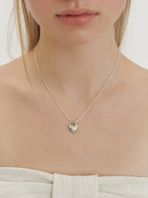 [silver925] freshwater pearl heart necklace (2color)
