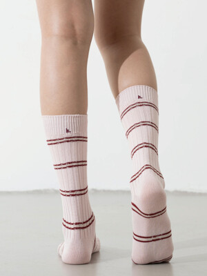 [no.279] light pink stripe silket socks