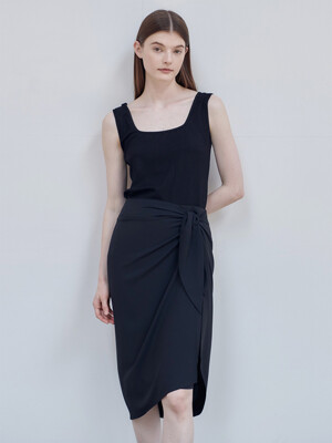 22MN draping wrap skirt [BK]