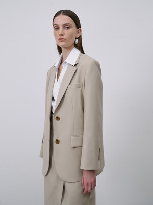 Wool blazer jacket-Beige