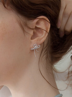 Crystal with ribbon tie earring (3colors)
