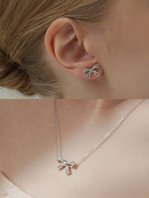 [SET] Mysore Bow Earrings+necklace